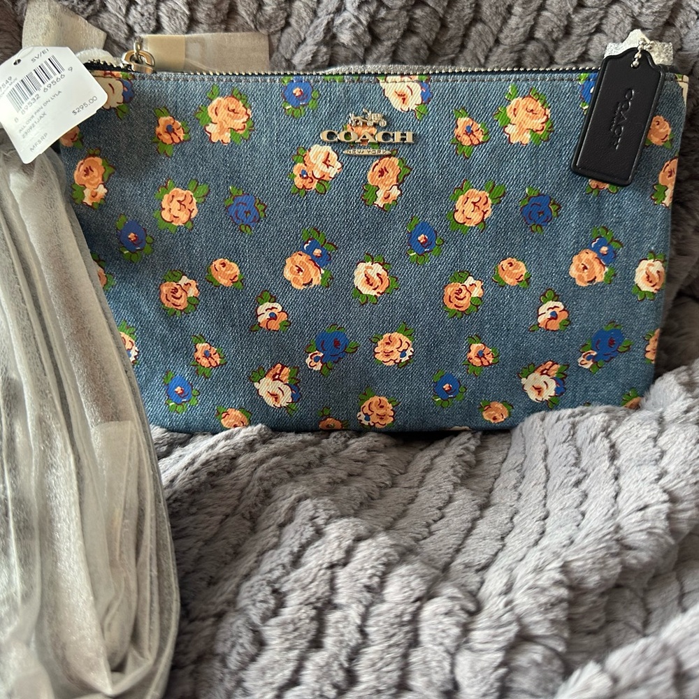 Coach Blue Floral Cosmetic Bag